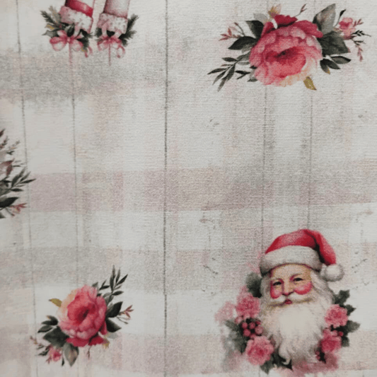 Tricoline Digital 100% Algodão - Coleção Natal - Estampa Papai Noel Florido