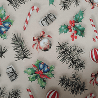 Tricoline Digital 100% Algodão - Coleção Natal - Estampa Enfeites de Natal