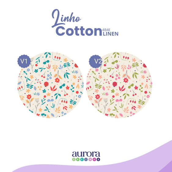 Cotton Linen - Linho com Algodão - Floral e Joaninhas