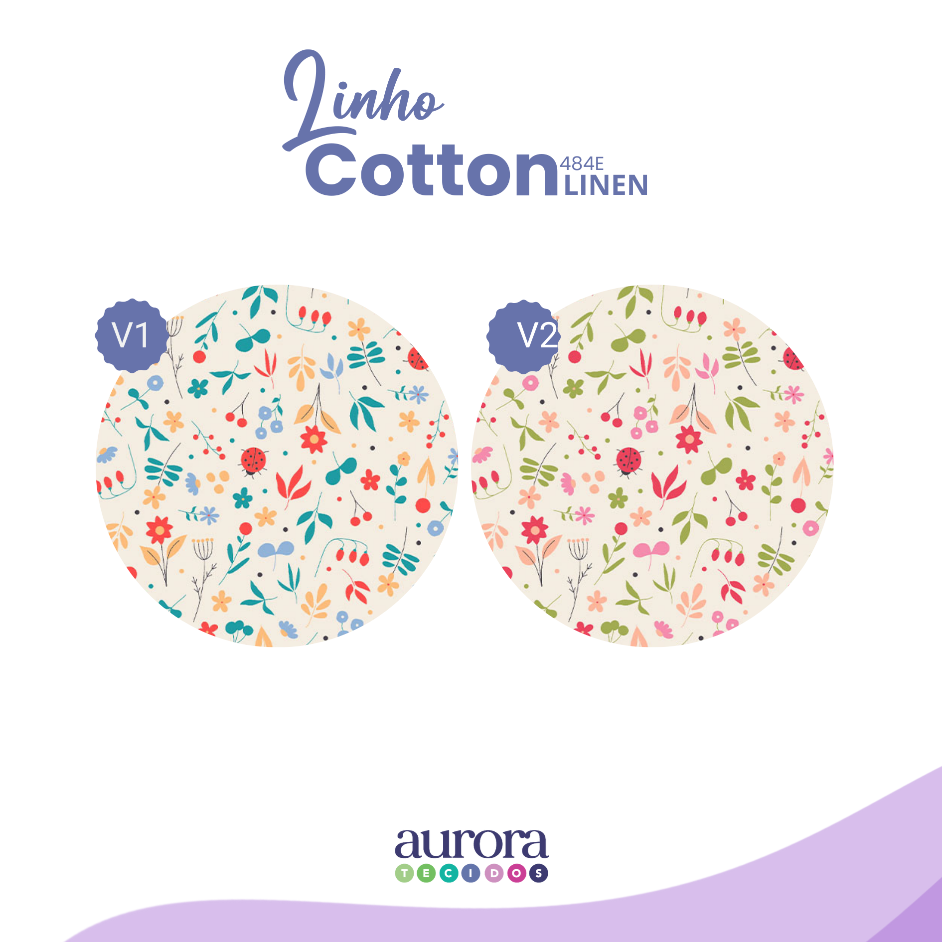 Cotton Linen - Linho com Algodão - Floral e Joaninhas