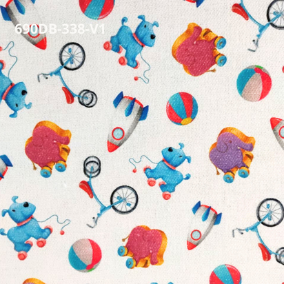 Tecido Flanela Digital - Estampas Brinquedos