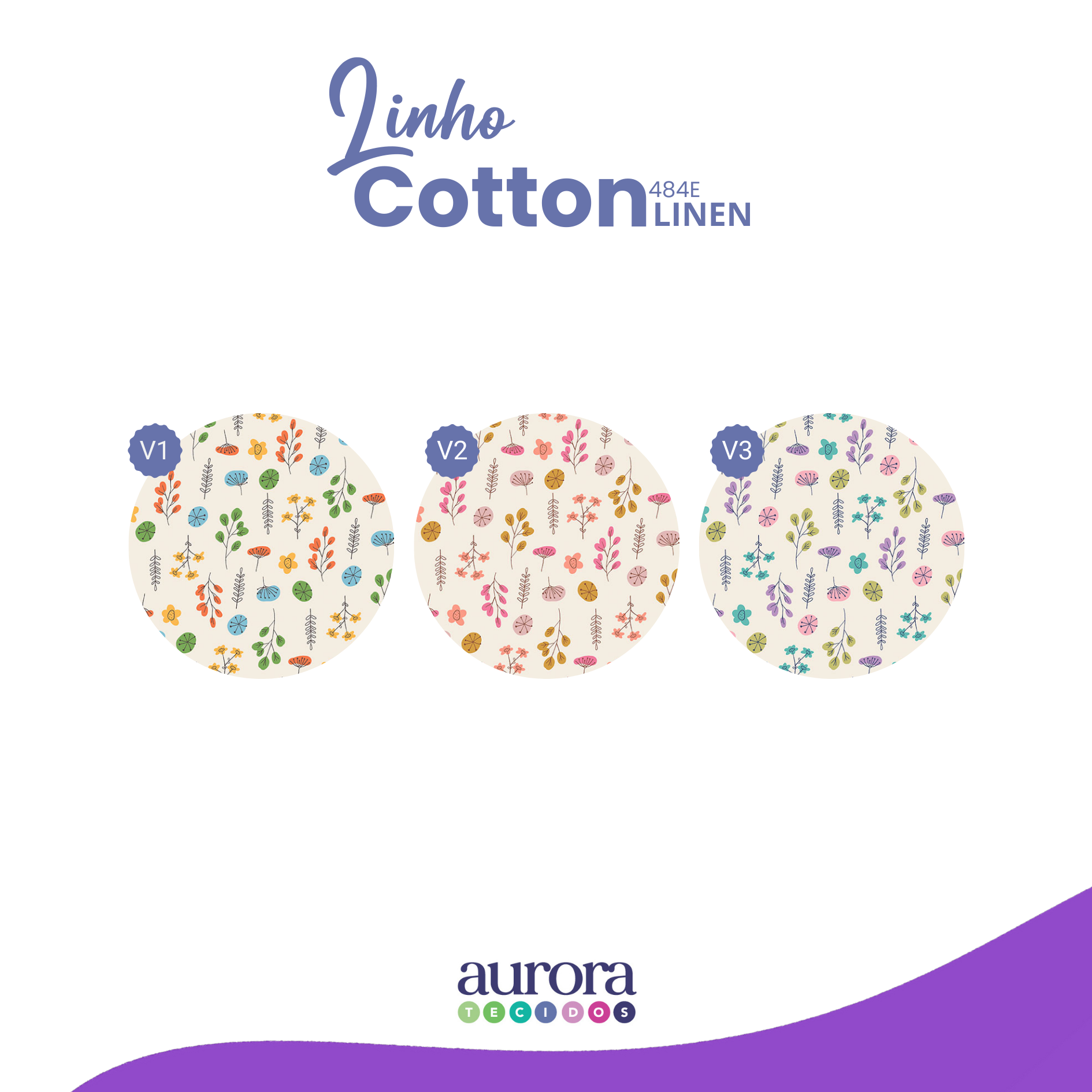 Cotton Linen - Linho com Algodão - Floral Colorido