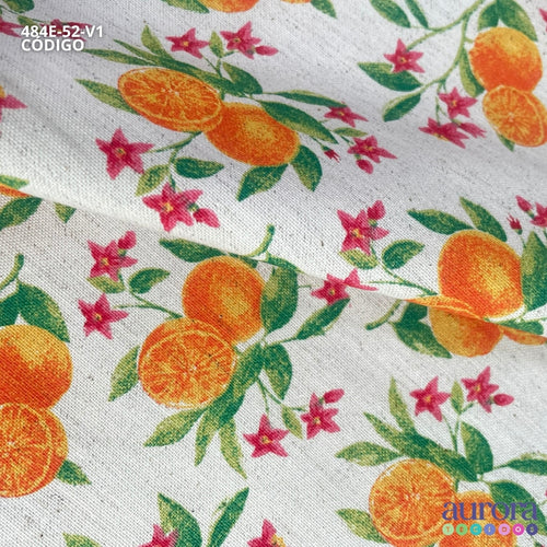 484E - Cotton Linen - Linho com Algodão - Estampa Laranjas