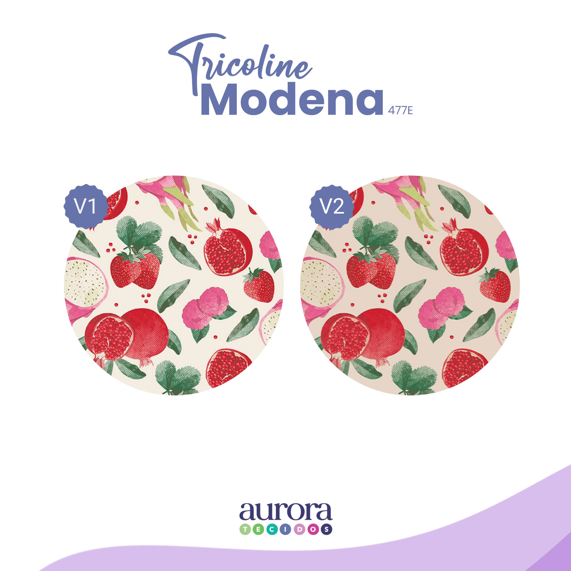 Tricoline Modena 100% Algodão - Pitaya e Romã