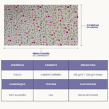 Tecido Linho com Algodão -Coleção Artesanato - Estampa Floral e Joaninhas