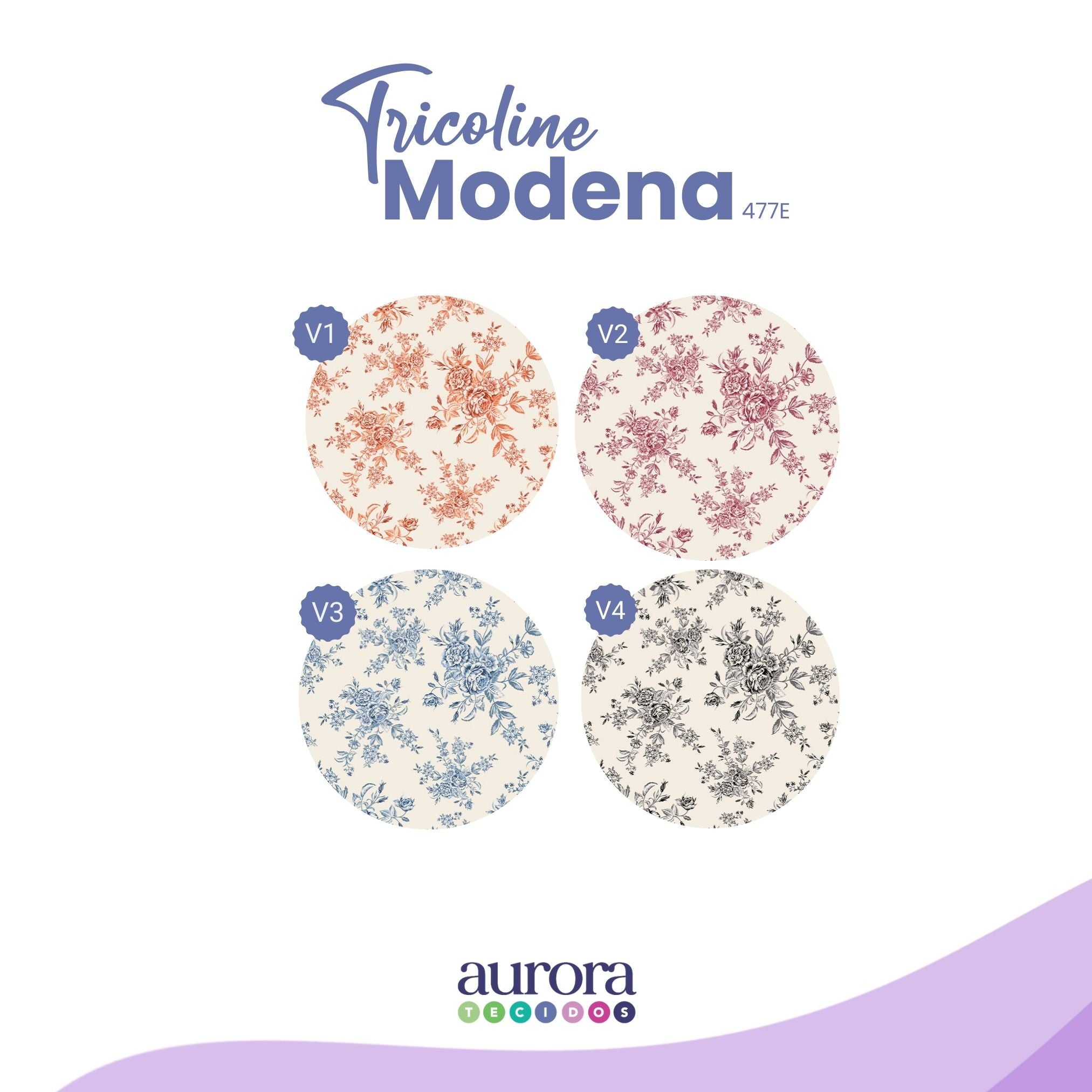 Tricoline Modena 100% Algodão - Bella Cucina - Floral