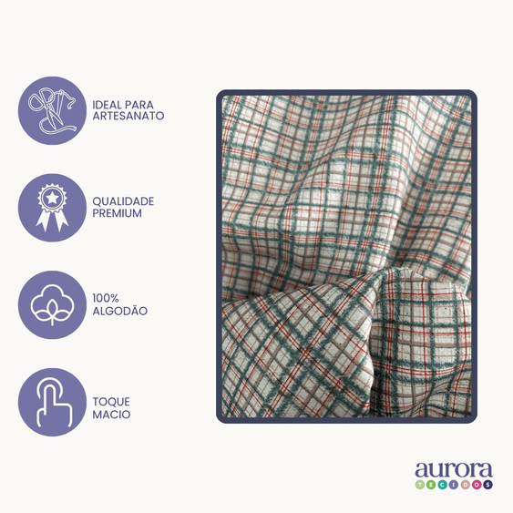 Cotton Linen - Linho com Algodão - Xadrez Diagonal Entardecer