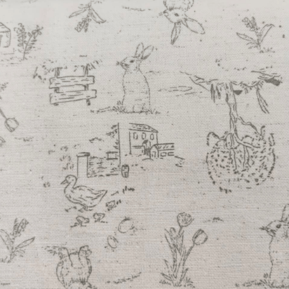 Tecido Linho com Algodão - Coleção Artesanato - Estampa Casa de Campo
