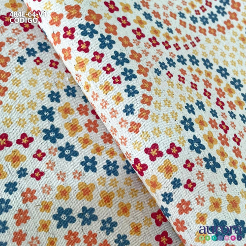 Cotton Linen - Linho com Algodão - Floralzinho Geométrico Entardecer