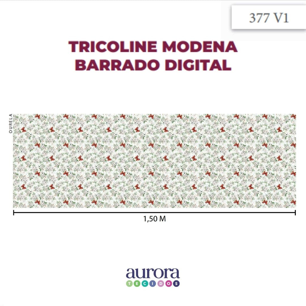 Tricoline Digital 100% Algodão - Coleção Cozinha Encantada Folhas e Borboleta