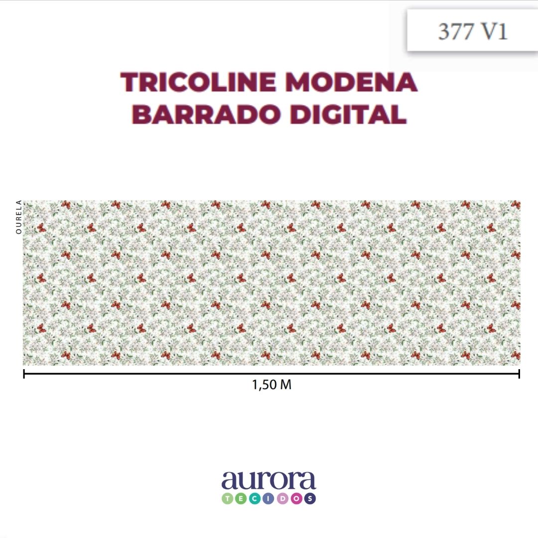 Tricoline Digital 100% Algodão - Coleção Cozinha Encantada Folhas e Borboleta