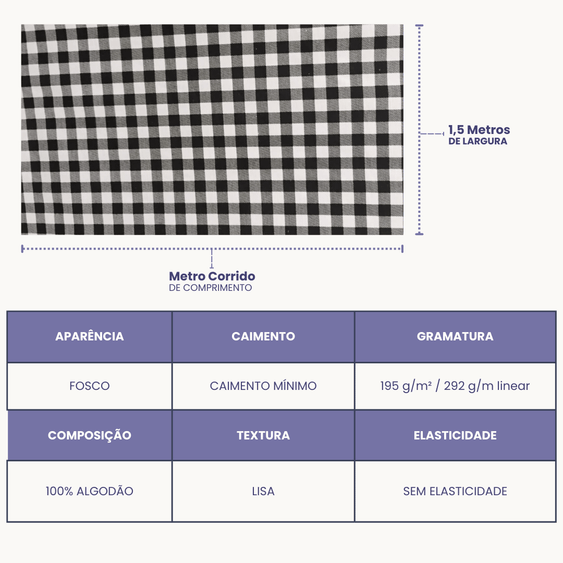 Tecido Linho Misto com Algodão - Estampa Xadrez