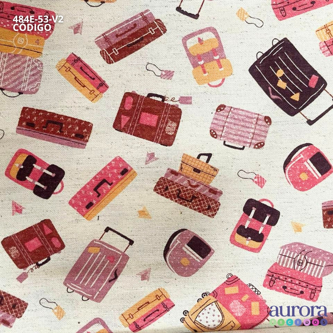 Cotton Linen - Linho com Algodão Estampa Bagagens