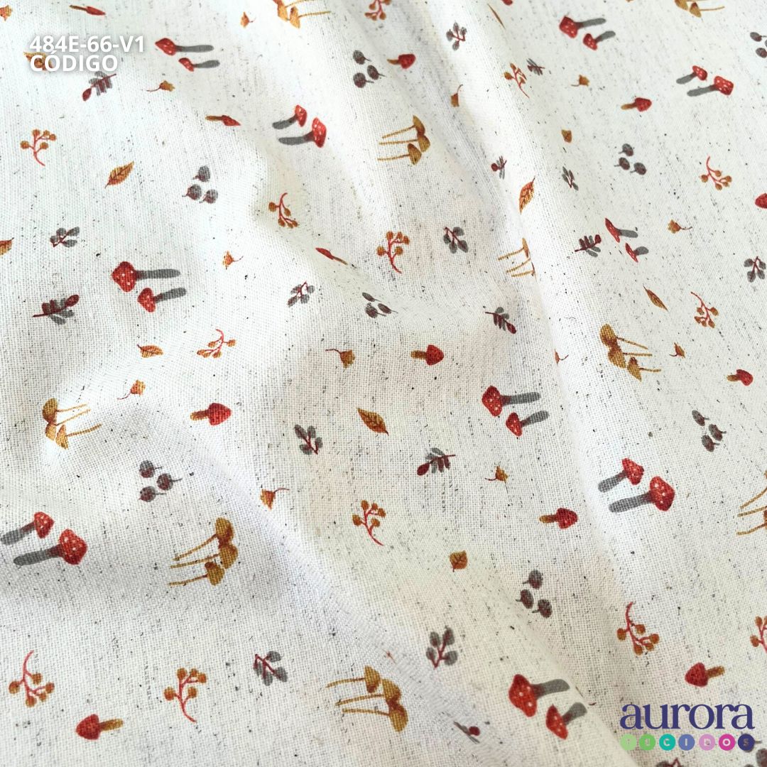 Cotton Linen - Linho com Algodão - Cogumelos Entardecer