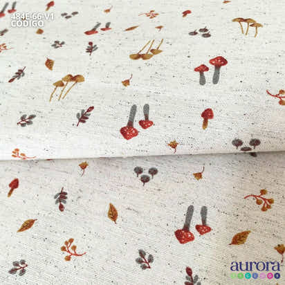 Cotton Linen - Linho com Algodão - Cogumelos Entardecer