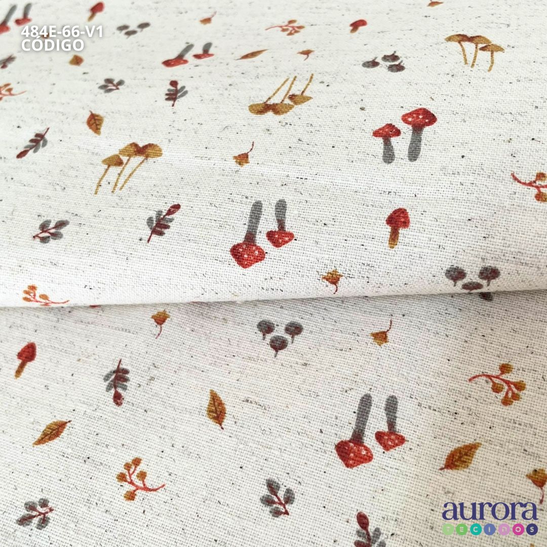Cotton Linen - Linho com Algodão - Cogumelos Entardecer