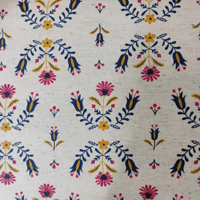 Tecido Linho com Algodão - Coleção Artesanato - Estampa Ramos Floridos