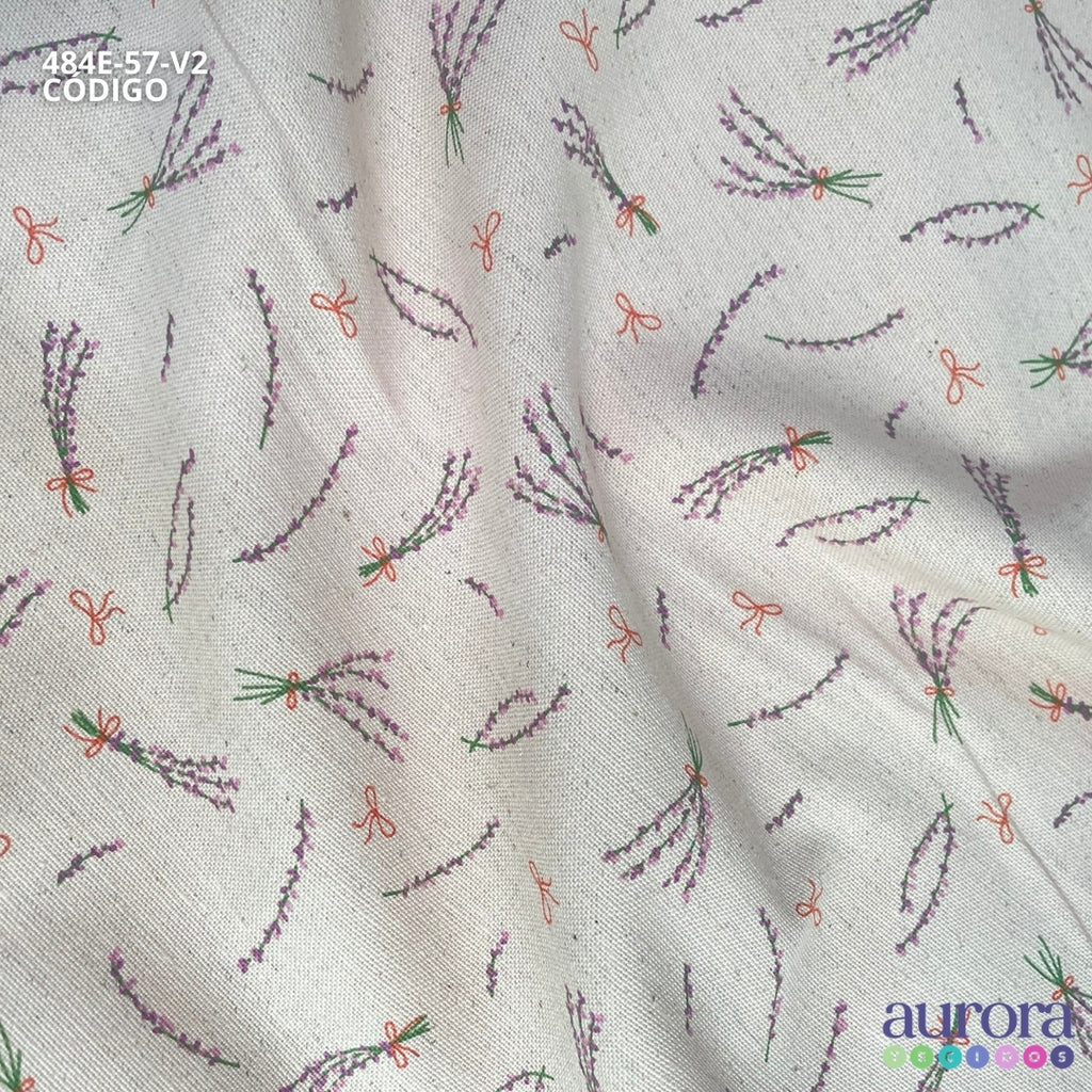 Cotton Linen - Linho com Algodão - Estampa Lavanda e Laços