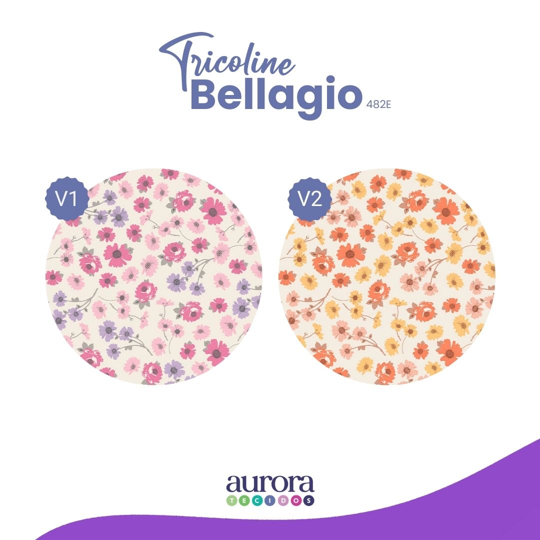 Tricoline Bellagio 170 fios - Floral Entardecer