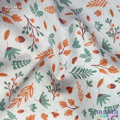 484E - Cotton Linen - Linho com Algodão - Galhos e Folhas