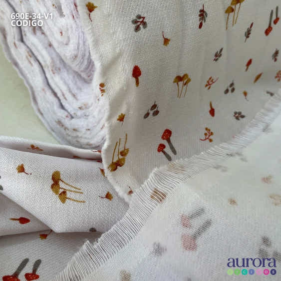 Flanela Estampada - Cogumelos Entardecer