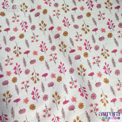 Cotton Linen - Linho com Algodão - Floral Colorido