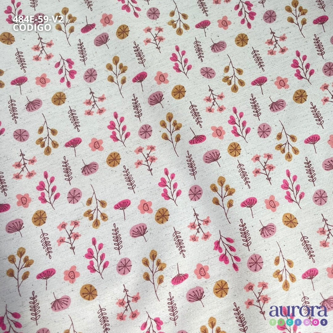 Cotton Linen - Linho com Algodão - Floral Colorido