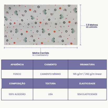 Tecidos Tricoline 100% Algodão Coleção Baby Estampa Brinquedos