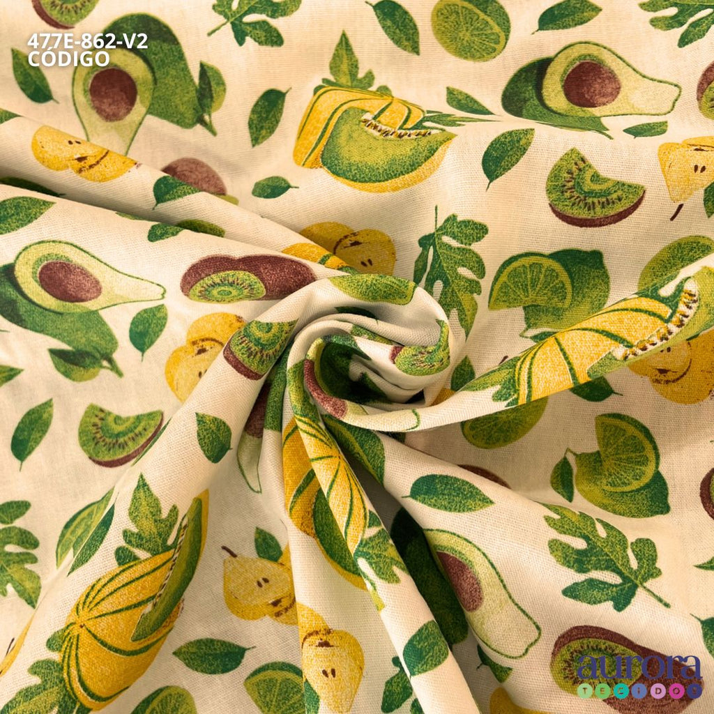 Tricoline Modena 100% Algodão - Kiwi e Abacate