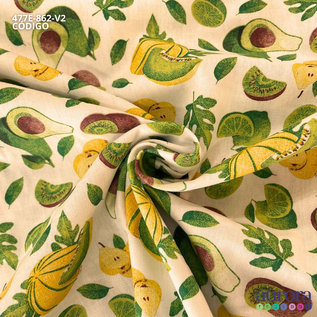 Tricoline Modena 100% Algodão - Kiwi e Abacate