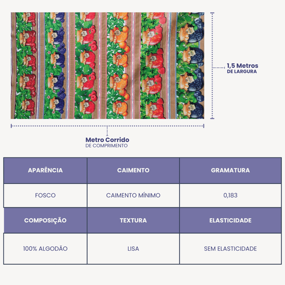 Tricoline Digital 100% Algodão - Geleia & Mel - Barrado