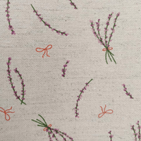 Tecido Linho com Algodão - Coleção Artesanato - Estampa Lavanda e Laços