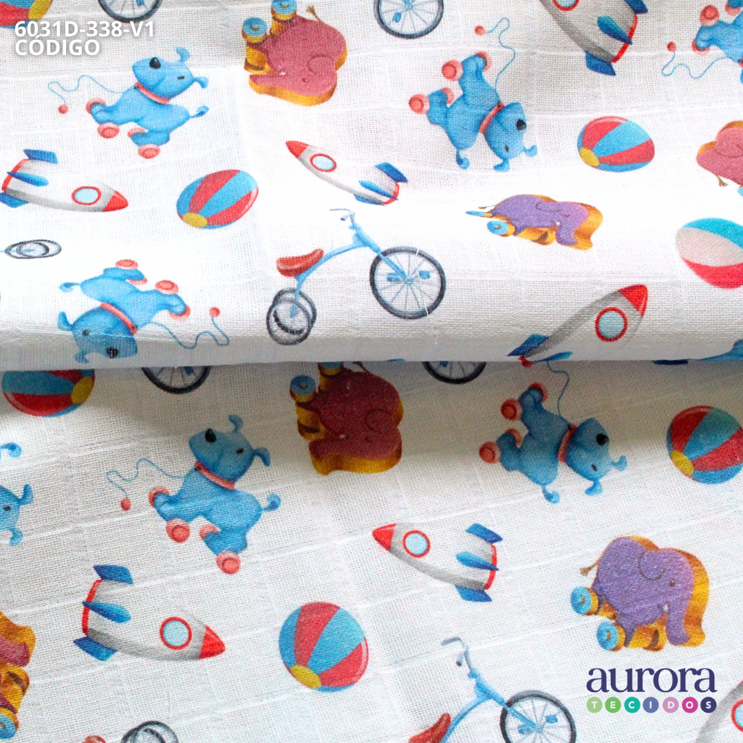 Fralda 100% Algodão Quadriculada Digital  – Estampa Baby Space