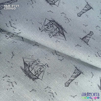 484E - Cotton Linen - Linho com Algodão - Farol e Barco