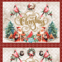 Tricoline Digital 100% Algodão - Coleção Natal 2024 - Jogo Americano + Caminho de Mesa