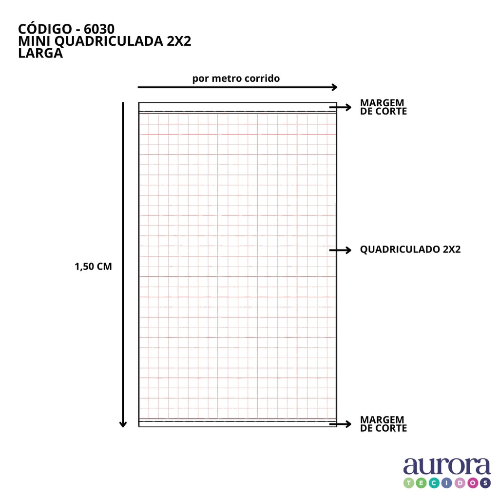 Fralda Lisa Mini Quadriculada 2x2 – Largura 1,55m | 100% Algodão para Artesanato e Enxoval