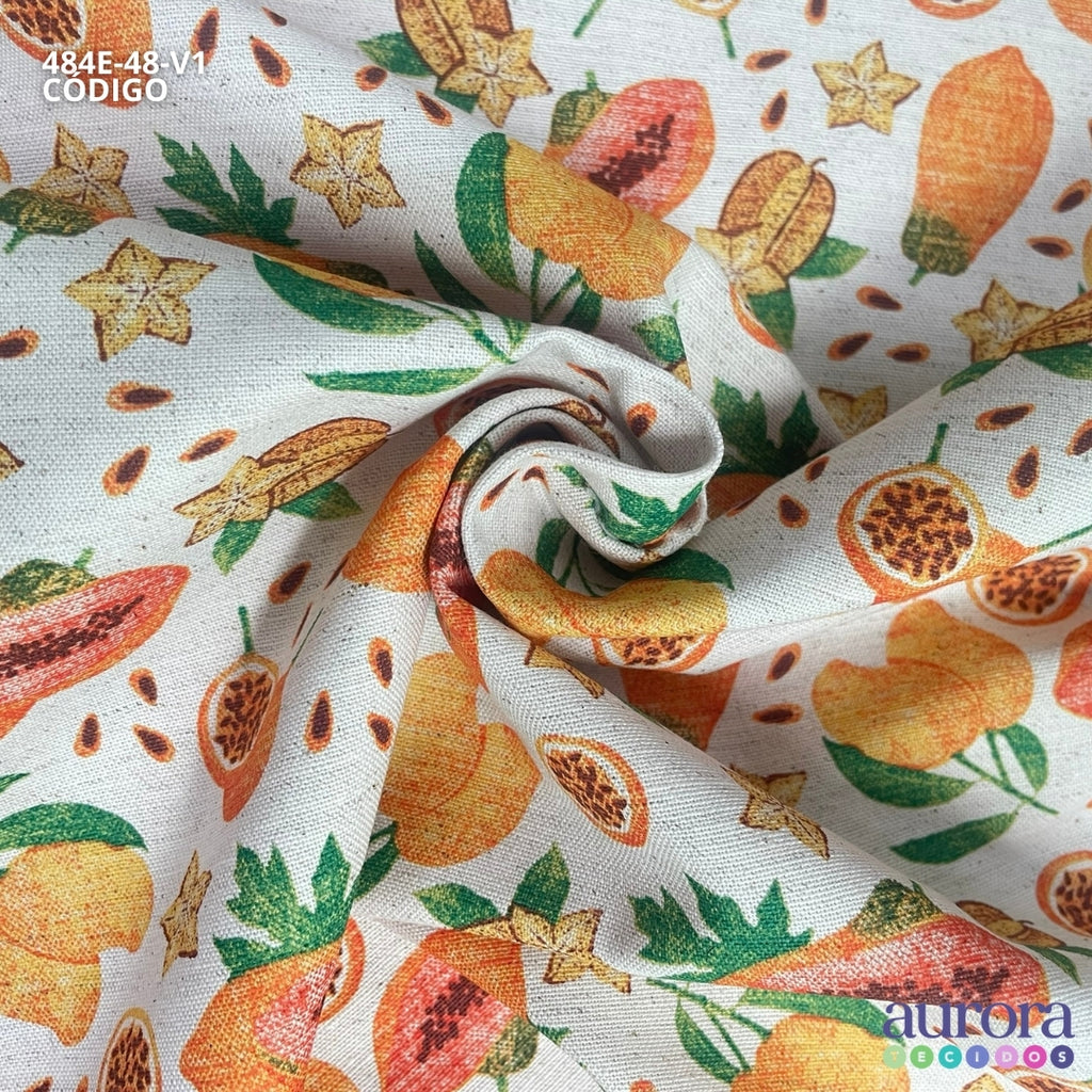 484E - Cotton Linen - Linho com Algodão - Manga, Mamão e Maracujá