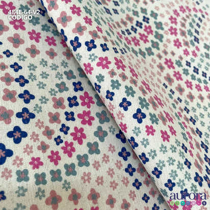 Cotton Linen - Linho com Algodão - Floralzinho Geométrico Entardecer