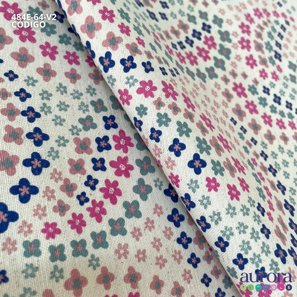 Cotton Linen - Linho com Algodão - Floralzinho Geométrico Entardecer