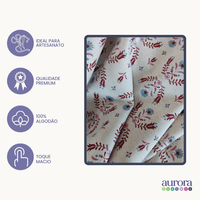 Tecido Linho com Algodão - Coleção Artesanato - Estampa Ramos Floridos