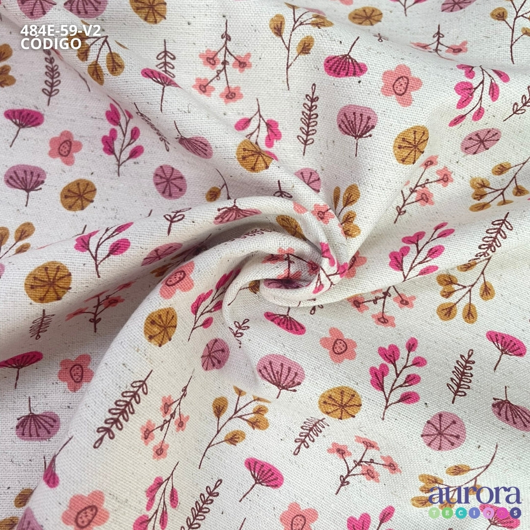 Cotton Linen - Linho com Algodão - Floral Colorido