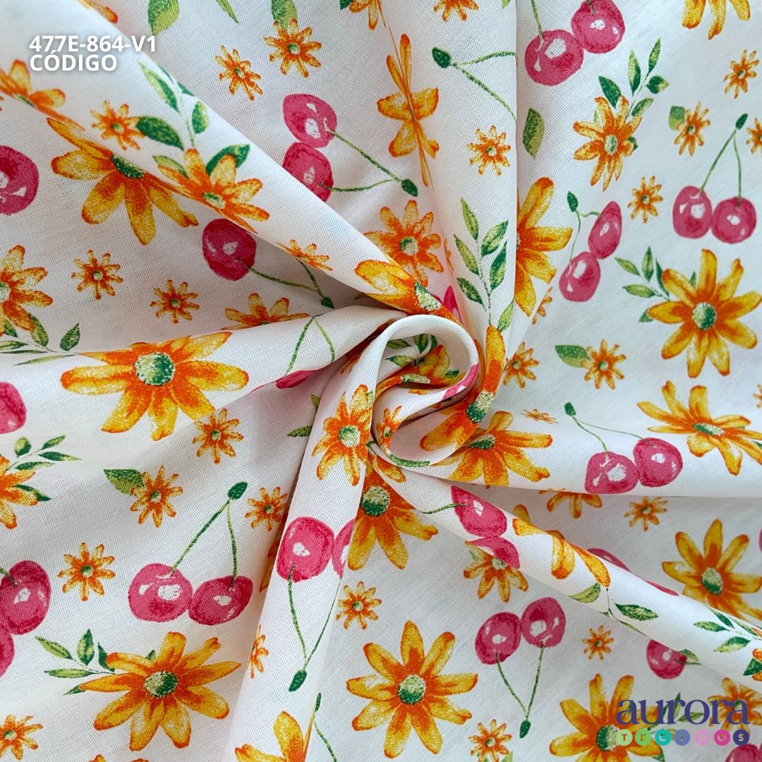 Tricoline Modena 100% Algodão - Cerjas e Flores