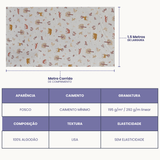 Tecido Linho com Algodão Estampa Bichos na Floresta