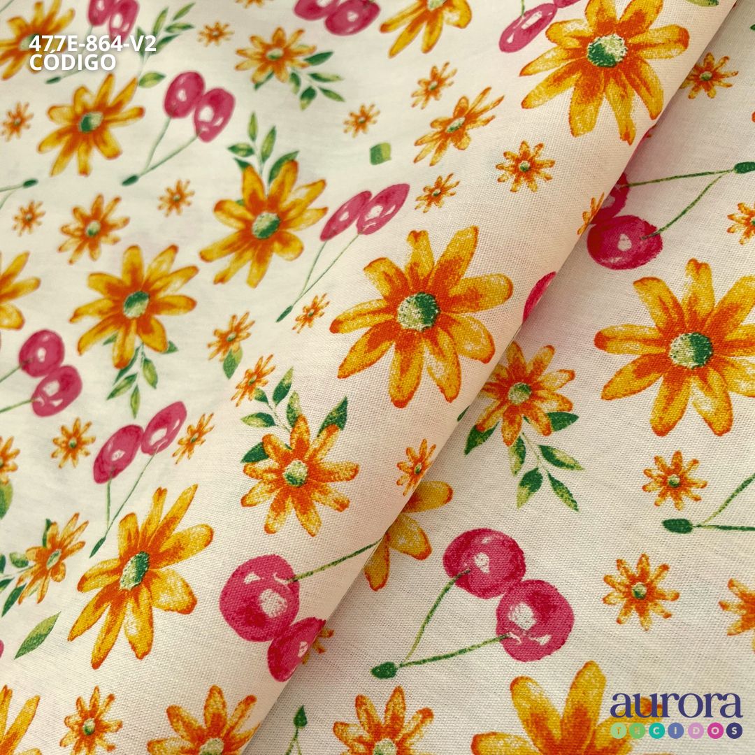 Tricoline Modena 100% Algodão - Cerjas e Flores