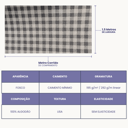 Tecido Linho Misto com Algodão Estampa Xadrez Vichy