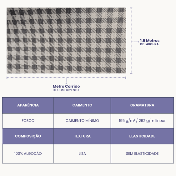 Tecido Linho Misto com Algodão Estampa Xadrez Vichy