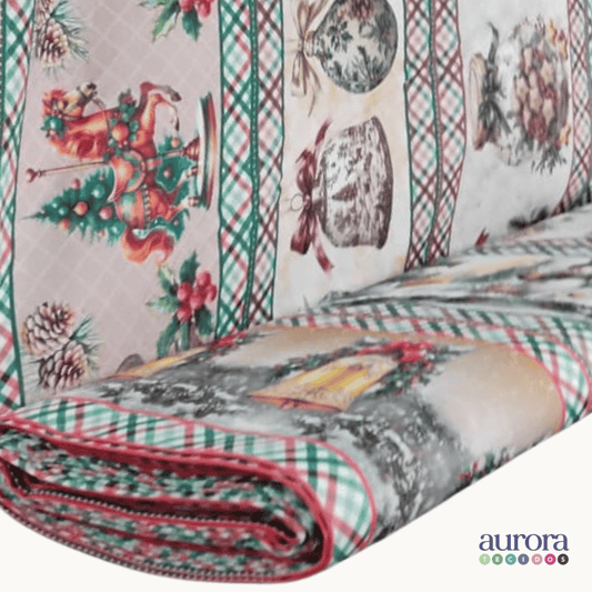 Tricoline Digital 100% Algodão - Barrados - Estampa Sinos de Natal