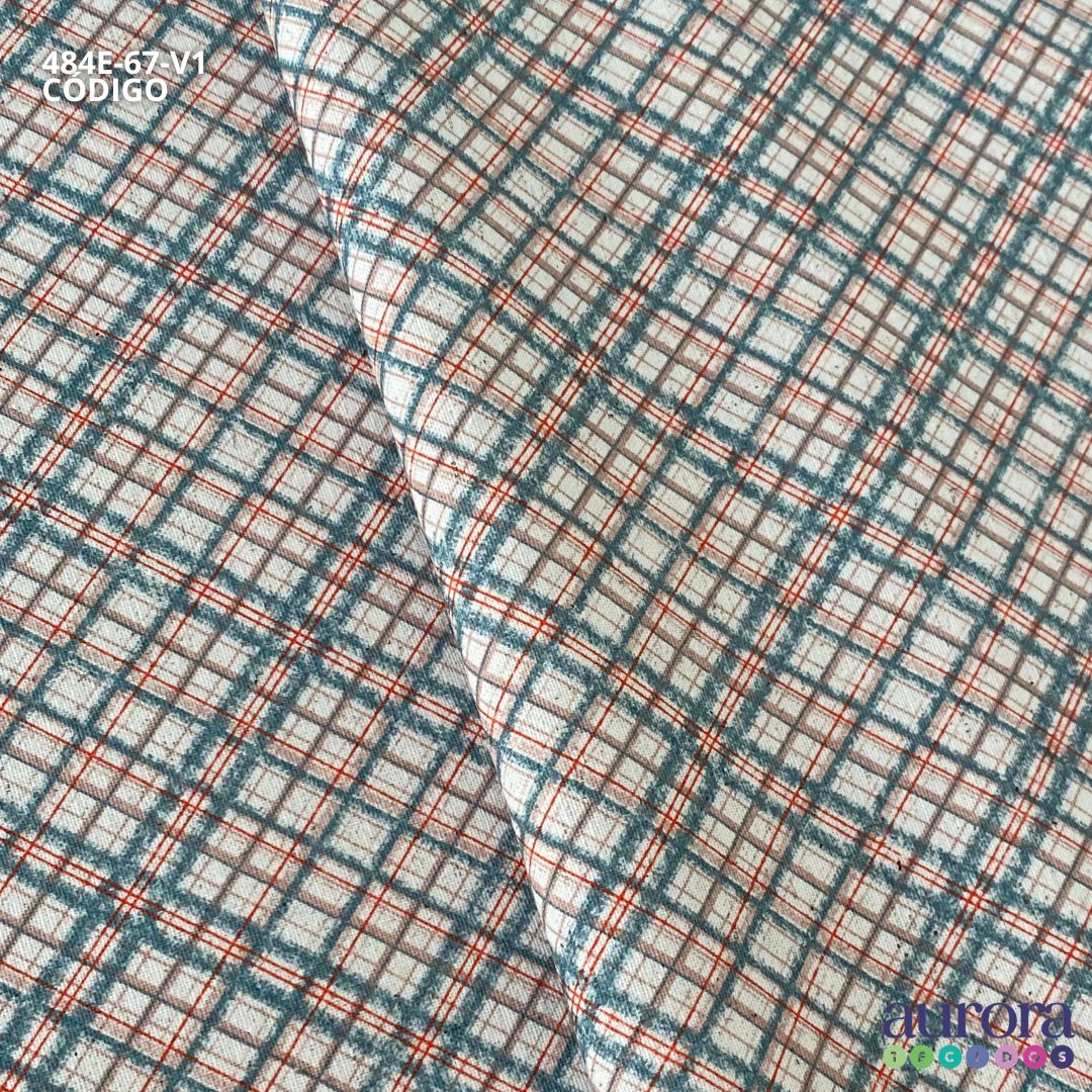Cotton Linen - Linho com Algodão - Xadrez Diagonal Entardecer