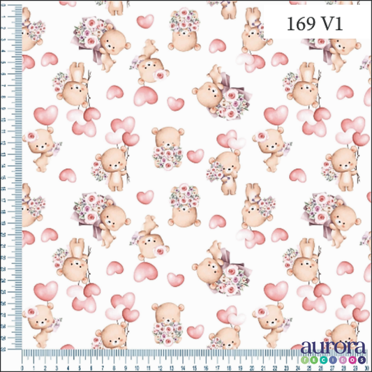 Tricoline Digital 170 fios - Ursinhos e Corações