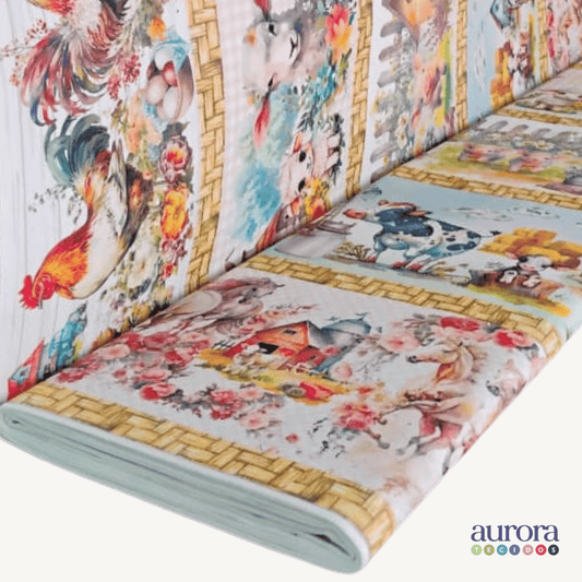 Tricoline Digital 100% Algodão - Coleção Bella Cucina - Barrado Fazenda